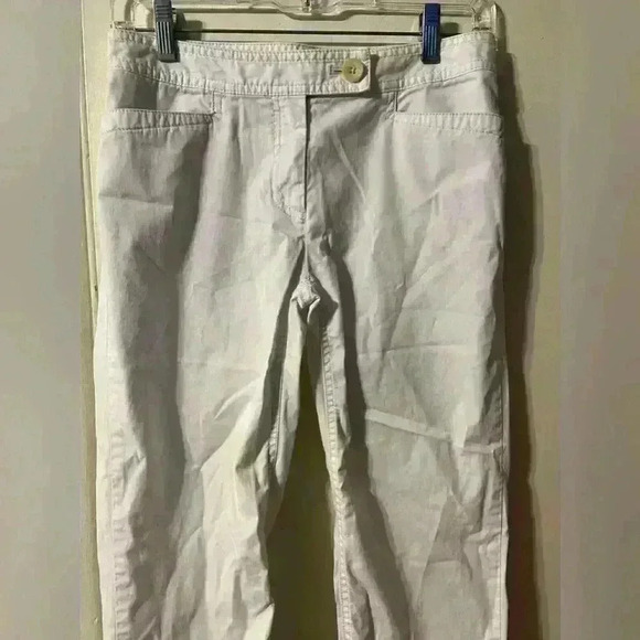 J. Jill Linen Stretch White Cropped Ankle Pants Size 2 - Picture 2 of 8